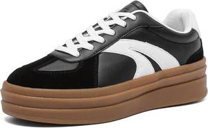 lot 1312 image: Womens Platform Retro Sneakers with Lace Detail, Gum Thick Sole 10
