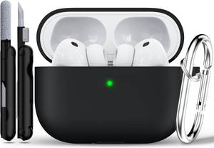 lot 1361 image: AirPods Pro 3 Case Protective Cover, Black  For 3rd Gen, Wireless Charging 2 Pa