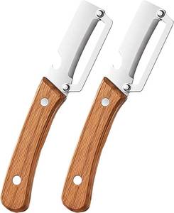 lot 1362 image: 2-in-1 Vegetable Peeler with Wooden Handle & Bottle Opener, Stainless, 2-Pack