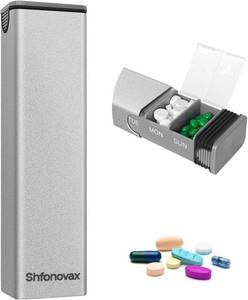 lot 1449 image: Weekly Metal Pill Organizer, 7-Day Pill Box, Portable Case (Silver)