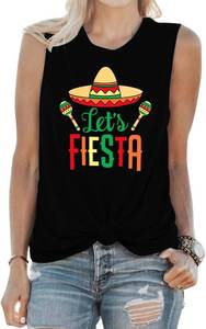 lot 1459 image: Cinco de Mayo Womens Fiesta Vest Sombrero Sleeveless Tee Tops M