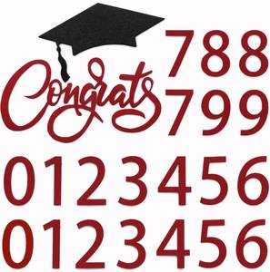 lot 1463 image: Red Congrats 2026 Sign with 2 Sets Felt Numbers 0-9 for Class of 2026 Decor