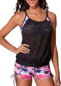 lot 1498 image: Summer Mae Blouson Tankini Swimsuit for Women, Modest Tummy Control, Size 10