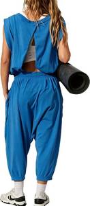 lot 1523 image: Womens Athletic Jumpsuit, Sleeveless Open-Back Yoga Romper with Pockets L