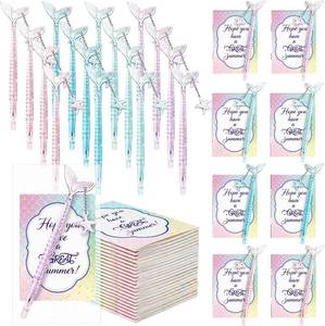 lot 1527 image: Gueevin 24-Set Mermaid Ballpoint Pens (4 Colors)  24 Notepads   Gifts