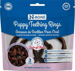 lot 1538 image: N-Bone Puppy Teething Rings, Burnt Ends Flavor, Calcium Enriched, 3 Rings