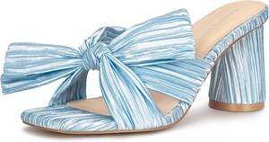 lot 1551 image: Womens Bow Kitten Heels Block Low Heel Sandals Open-Toe Wedding Shoes 9
