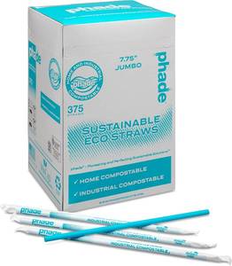 lot 1556 image: Phade 7.75in Jumbo Compostable Biodegradable Eco Straws, 375 ct