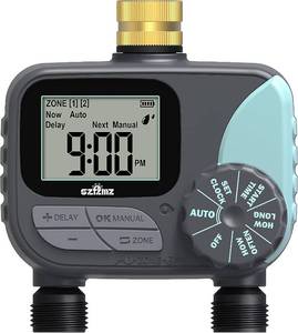 lot 1585 image: Sprinkler Timer for Garden Hose, Rain Delay, Brass Inlet, 2 Outlets