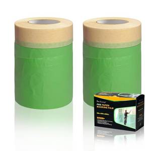 lot 1587 image: Thickened Pre-Taped Masking Film 22 x 66 Masking Plastic, 2 Rolls