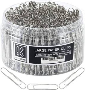 lot 1608 image: 250 Large Paper Clips   Jumbo Clips for Paperwork, HomeOffice (Silver)