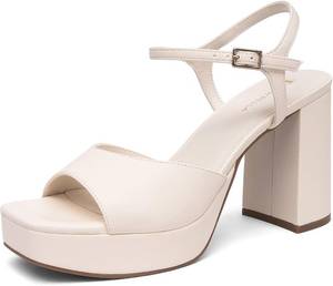 lot 1620 image: NEWBELLA Womens Platform Heeled Sandals - Open-Toe, Adjustable Ankle Strap 9