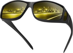 lot 1639 image: Night Vision Driving Glasses Fit Over Eyeglasses, Polarized Yellow Lens