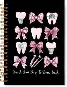lot 1657 image: VIIJJUE Dentist Gifts Notebook, Hardcover Spiral 5.5x8.3 in, Black Pink-01