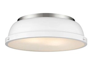 lot 18675 image: Golden Lighting Duncan 14in Wide Flush Mount Ceiling Fixture  Retail $129