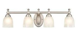 lot 18681 image: Millennium Lighting 4 Light 30in Vanity Fixture w Frosted Glass Shades