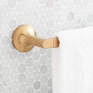 lot 18710 image: Signature Hardware Lentz 26in Wall Mounted Towel Bar Gold