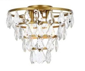 lot 18715 image: Elegant Lighting Ella 3 Light 12in Semi Flush Waterfall Ceiling Fixture