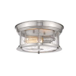 lot 18721 image: Z Lite Sonna 2 Light Flush Mount Ceiling Fixture 727F10-BN