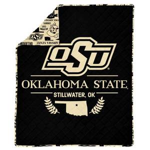 lot 18735 image: NCAA Oklahoma State Cowboys Quilted Throw Blanket 60x80