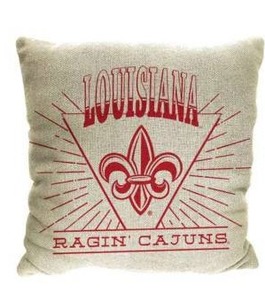 lot 18756 image: NCAA Louisiana Ragin Cajuns 26 x 26 Woven Tapestry Pillow, 2 Pack