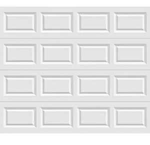 lot 39530 image: Classic Steel Short Panel 8 ft x 7 ft Non-Insulated White Garage Door without Windows- Retail $700