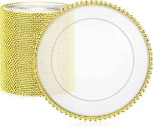 lot 12759 image: Gerrii 50 Pcs Beaded Charger Plates, 13-Inch, Clear with Beaded Rim Clear