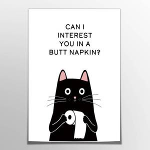 lot 12830 image: HNNXAR Funny Bathroom Wall Art Cat Holding Toilet Paper Canvas Posters 12x16