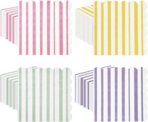 lot 12833 image: 48pcs Striped Pastel Napkins - 6.5x6.5in Easter Paper Napkins 9 pack