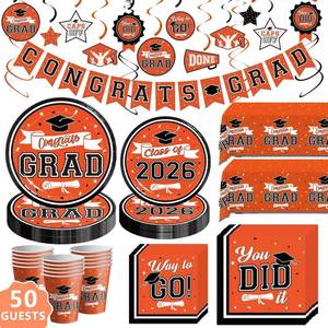 lot 12843 image: 2026 Orange Graduation Decorations, 265pcs Disposable Grad Party Supplies