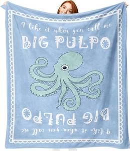 lot 12895 image: Octopus Theme Ocean Flannel Throw Blanket 50x60, Coastal Nautical Blanket