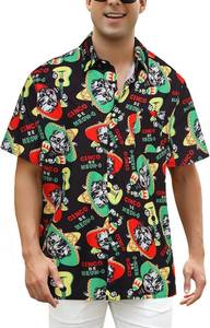 lot 12912 image: Mexican Mens Short Sleeve Button-Down Shirts, Funny Fiesta Outfit XL