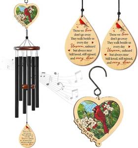 lot 12944 image: FLAGWIX Sympathy Gifts for Loss of Loved One - 32in Cardinal Wind Chimes