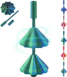 lot 12945 image: Fidget Star Dual Motion 3DPrinted Fidget Toy Color-Changing Spiral Blue-Green