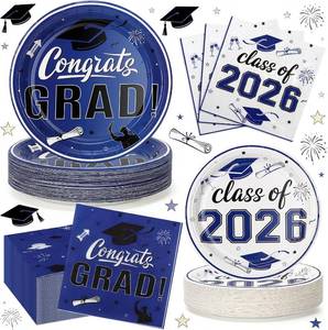 lot 12951 image: Graduation Plates and Napkins, 9 Plates  7 Desserts, Class of 2026