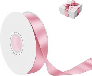 lot 12953 image: Pink Satin Ribbon, 1 in x 50 yd, Double-Faced Polyester Gift Wrapping, 3-pack