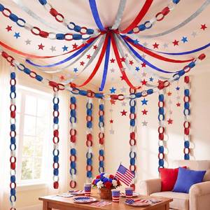 lot 12984 image: Colarr 4th of July Set, 300 Red White Blue Paper Chains, 6 Garlands