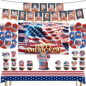 lot 13025 image: America 250th Party Decoration Kit July 4 Patriotic Banners, Balloons