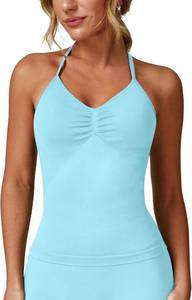 lot 13074 image: ABOCIW Womens Impact Longline Strappy Halter Sports Bra Tank Top small