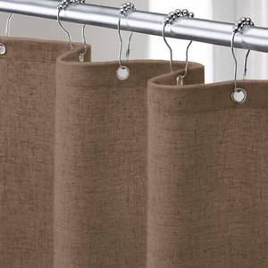 lot 13082 image: Linen Shower Curtain Khaki Boho Farmhouse 72W x 72L