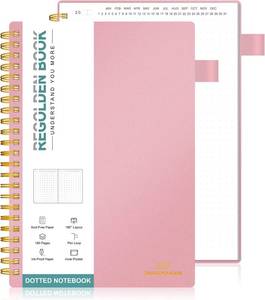 lot 13083 image: 3 Pack Regolden-Book Undated Spiral Dotted Notebook A5 5.5x8.5 Black