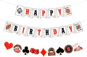 lot 13091 image: Casino Happy Birthday Banner - Casino Theme Party Decorations for Las Vegas