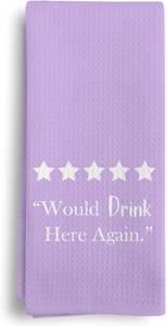 lot 13113 image: Preppy Would Drink Here Again Purple Kitchen Towels, Bar Hand Towel 16x24
