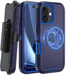 lot 13122 image: Magnetic iPhone 17 Case with Clip, MagSafe, Tempered Glass Screen Protector