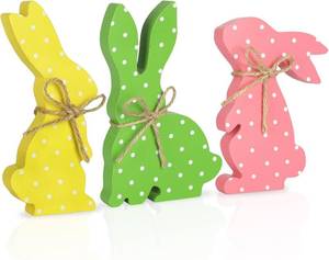 lot 13126 image: COCHIE Easter Decorations Rustic Farmhouse Wooden Bunny Blocks Set of 3