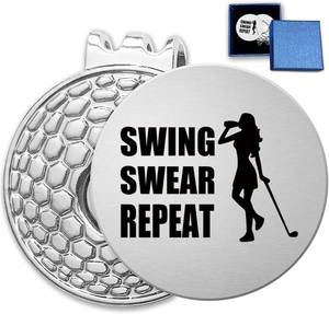 lot 13136 image: Funny Golf Ball Marker with Magnetic Hat Clip, Stainless Steel, Gift Box