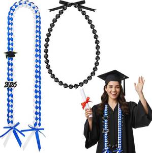 lot 13166 image: Suncalla 2 Pcs Blue and White Graduation Lei Set Class of 2026