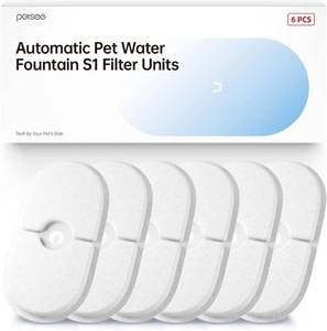 lot 13185 image: 6-Pack Replacement Filters for PETSEE S1 Water Fountain   Triple Filtration