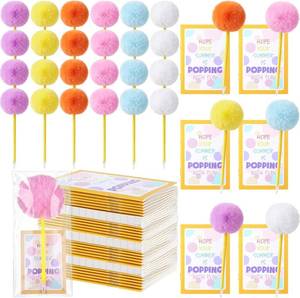 lot 13193 image: Gueevin 24-Set Pom Pom Pens & 24 Notepads for Kids (6 Colors)