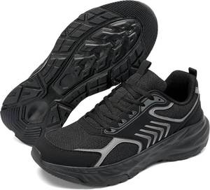lot 13197 image: Aomigoct Mens Casual Walking Shoes All Black 8 Breathable Mesh Non-Slip 41
